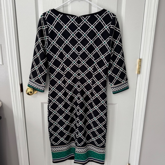WHITE HOUSE BLACK MARKET Dress Black Plaid-Green Womans-3/4" sleeves-lined- sz 2 - Picture 8 of 11